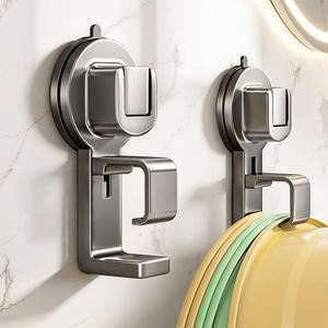 Support mural à ventouse rond poli sans perçage pour ustensiles de cuisine et étagère de salle de bain - Product Image 3