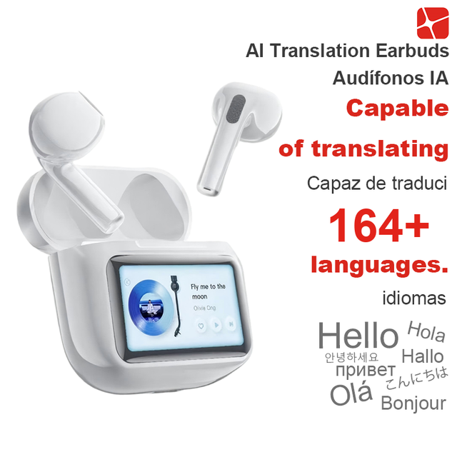 13mm Hi-Fi Stereo Surround Sound TWS Earbuds Smart Touch Screen Digital Display IPX5 Waterproof for 5.3 AI Translation