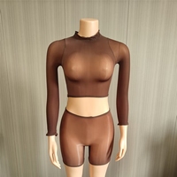 FF1488 Lingerie sexy, ensemble 2 pièces de shorts transparents brillants très élastiques, tenue de boîte de nuit
