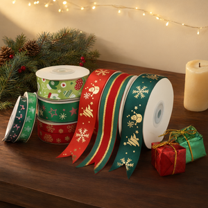 Colorful <b>Christmas</b> Satin Ribbon Roll Set Printed Snowflake <b>Gift</b> <b>Wrapping</b> Tape for Party Baking Decoration - Product Image 3