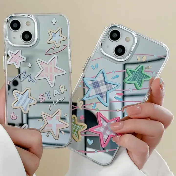 Kleurrijk Starry Make-Up Spiegel Telefoonhoesje Voor Iphone 14 Plus 13 12 11 Pro Max Xs Xr Print Anti Fall Protect Backcover Shell