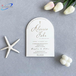Carte d'invitation de mariage de luxe en carton 3x3 avec enveloppe, impression typographique - Product Image 4