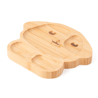 Assiette Enfant Classique en Bambou Naturel Adorable et Divisée, 19.5x16x2cm, Vente Chaude en Gros, Logo Laser Rétractable pour Service Alimentaire Enfant