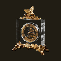 Horloge de Table de bureau en cuivre doré, nouveau Design, décoration de maison, mécanique européenne, cristal Transparent