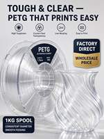Filamen PETG Grosir Pabrik 1.75mm Transparan 1kg Filamen Printer 3D Tahan Benturan untuk Creality Bambu Lab