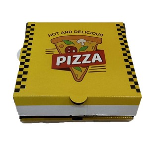 Vente en gros de boîte en carton ondulé de 6 / 8 / 10 / 12 / 13 pouces boîte à pizza carrée jaune en bois imprimée personnalisée avec tiroirs - Product Image 2