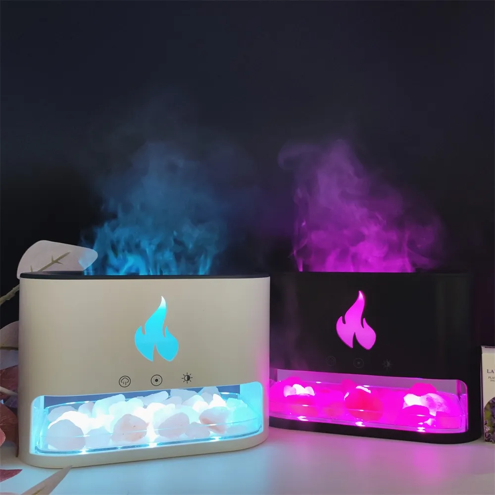 Kristal Zout Steen Vlam Luchtbevochtiger Deufser Home 250Ml Draagbare Usb Himalayan Zout Vlam Etherische Olie Aroma Diffuser