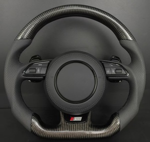 Volant de voiture personnalisé en cuir perforé en fibre de carbone pour <span class=keywords><strong>Audi</strong></span> série A/<span class=keywords><strong>Q</strong></span>/S/RS avec badge S-Line personnalisé - Product Image 1