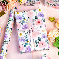 Papier cadeau à motifs floraux personnalisés, papier artistique double face 80 g/m², écologique, pour cadeaux et travaux manuels