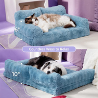 Canapé-lit pour animaux de compagnie en fausse fourrure pelucheuse lavable pour chiens et chats avec boîte de rangement – Luxe d'usine