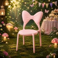 Chaises d'enfants empilables modernes en plastique rose avec dossier nœud papillon, prix d'usine, pour événements extérieurs, banquets et locations