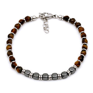 Gelang manik-manik batu akik pria, rantai tangan populer pinggiran silang mata harimau alami perhiasan modis berkualitas tinggi - Product Image 5