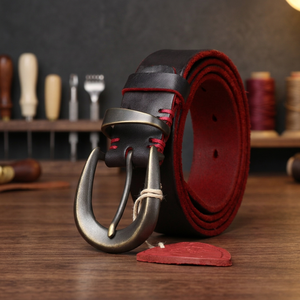Ceinture en cuir de vache véritable bicolore vintage avec boucle en cuivre pour homme, pour un usage décontracté - Product Image 2