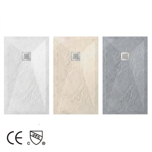 Receveur <span class=keywords><strong>de</strong></span> <span class=keywords><strong>douche</strong></span> rectangulaire antidérapant en résine <span class=keywords><strong>de</strong></span> pierre avec drain central CUPC pour projets hôteliers - Vente en gros - Product Image 1