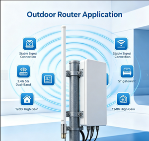 Antena de Estación Base de Fibra de Vidrio <span class=keywords><strong>Aurara</strong></span> Yu DP01 WIFI para Exteriores, Doble Banda 2.4G y 5G, 12dBi de Alta Ganancia, Conector N Macho, Montaje en Poste, IP67 - Product Image 4