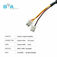 2*2Pin Pitch 2.50mm Housing ke Kabel Terbuka & Berlapis Timah UL2464 26AWG 60CM/1.97ft 3-Core Hitam PVC untuk Perangkat Industri