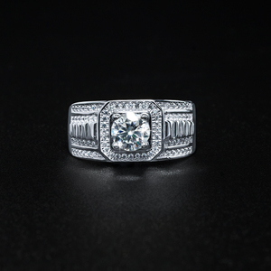 Anillo de Compromiso y Matrimonio de Lujo para Hombre, con Diamantes Completos, Plata 925, Moissanita - Product Image 4