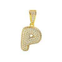 Pendentif Lettre P en Argent Sterling 925 Style Hip-Hop, Breloque Lettre Tendance