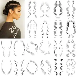 26 stili adesivi per tatuaggi per capelli tatuaggi temporanei bordi attaccatura dei capelli strumento per il trucco impermeabile duraturo per le donne adesivi per capelli Bang