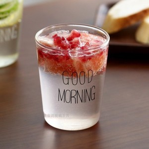 Bonjour petit déjeuner tasse ménage verre transparent lait boisson tasse motif imprimable tasse à couche unique - Product Image 1
