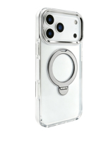 Coque de téléphone transparente de luxe en PC+TPU électroplaqué, style urbain, avec anneau rotatif à 360 degrés et béquille antichoc