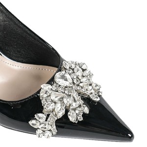 Zapatos de Tacón con Punta Puntiaguda para Mujer con Flores Pintadas en 3D - Sandalias Elegantes de Charol Negro para Mujer - Product Image 5