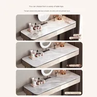 Coiffeuse en bois massif avec dalle de roche de style italien Coiffeuse de chambre à coucher crème design haut de gamme pour le maquillage des petits appartements