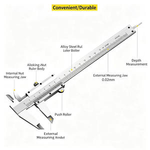 Calibrador Vernier de 150 mm, Acero al Carbono, Pantalla de Acero Inoxidable, Resolución de 0.02 mm, Grado Industrial, Tipo Abierto, Mecánico - Product Image 3