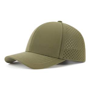 Vente en gros de casquette de baseball à séchage rapide pour hommes, maille découpée au laser, casquette respirante à visière incurvée - Product Image 5
