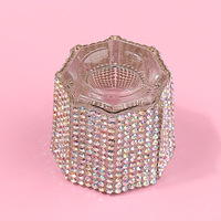 Brosse à ongles en strass Coupe de nettoyage Bol à ongles monomère liquide Pot en verre acrylique Plat à ongles en strass pour brosse à ongles