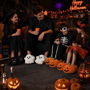 Pantuflas <span class=keywords><strong>de</strong></span> Calabaza que Brillan en la Oscuridad para <span class=keywords><strong>Halloween</strong></span>, Pantuflas <span class=keywords><strong>de</strong></span> Casa <span class=keywords><strong>de</strong></span> Peluche para Mujer, Divertidas y Personalizadas para Invierno - Product Image 2
