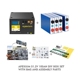 Apexium 48 V / 51,2 V 105 Ah 5,38 kW Lifepo4 Batteriepack Box Diy-Kit für Zuhause Energiespeicher als Backup Lithium-Iro-Phosphat-Batteriegehäuse