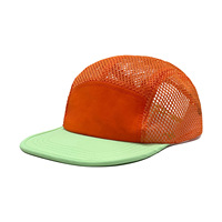 Gorra Trucker de Malla de 5 Paneles Personalizada al por Mayor, Visera Plana, Cierre Ajustable, Bicolor, Transpirable, Estilo Urbano Hip Hop, Unisex