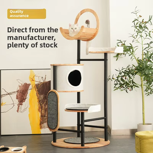 Grande tour pour chat en bois massif, style architectural, mobilier contemporain multi-étages pour l'escalade des chats - Product Image 5