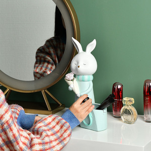 Rabbit Storage <b>Box</b> Craft Resin Makeup Organizer Cute Decor For Desk <b>Vanity</b> - Product Image 1