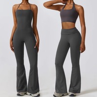 Combinaison de sport évasée une pièce pour femme, effet push-up fessier, personnalisable avec logo, pour fitness et yoga, vente en gros