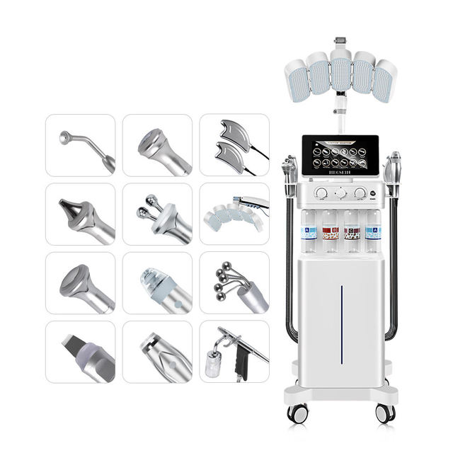 New Tech 12 in 1 Standing Vertical Hydro Beauty Vortex 360 Rotation Blackhead & Acne Remover Facial Skin Care Machine
