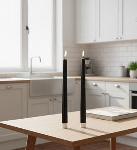 Ensemble de 2 bougies coniques en cire de soja noire, sans fumée et faites à la main, pour Noël, Halloween, mariages, décoration de la maison - Product Image 3