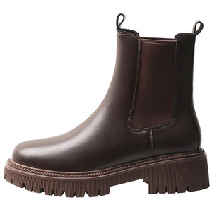 Stivaletti Estivi 2022 Sottili con Suola Spessa, Stivali da Donna Invernali Nuovi con Punta Tonda e Tacco Grosso in Pelle - Product Image 5