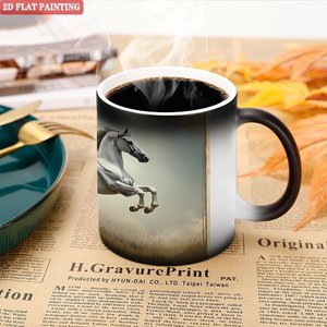 Interactive Hot Drink Color Changing Mug Frosted Black 11oz <b>Ceramic</b> Heat Sensitive Magic <b>Cup</b> - Product Image 5