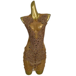 性感无袖钻石亮片夜总会派对迷你连衣裙女性晚宴礼服生日宴会紧身连衣裙舞会服装 - Product Image 1