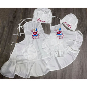 Duolai giáng sinh tạp dề cho mẹ và tôi Nhà Bếp Bộ Quà Tặng nấu ăn <span class=keywords><strong>pinafore</strong></span> Trắng Ruffle Tạp dề dành cho người lớn trẻ em Bông tạp dề - Product Image 5