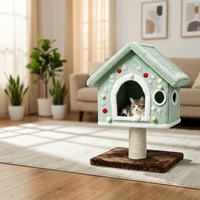 Arbre à chat moderne et luxueux pour Noël, tour d'escalade intérieure pour chat, griffoir en peluche, maisonnette pour chat, jouet en sisal, 2 niveaux, forme champignon, facile à assembler