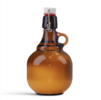 Bouteilles de bière et de boissons en verre ambré personnalisées de 380 ml, type Growler, avec bouchon à bascule et petite poignée