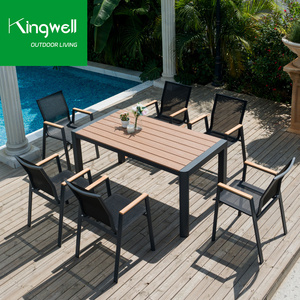 Chaises longues en aluminium modernes pour patio extérieur, imperméables, empilables, chaises de salle à manger de jardin pour adultes, utilisation en cour - Product Image 1