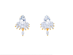 Pendientes con forma de flor, chapados en oro, aleación de metales preciosos, cristal, joyería para fiesta, unisex - Product Image 1