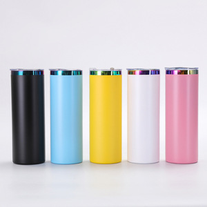 Bulk 20oz Straight Stainless Steel Tumbler <b>with</b> Slider Lid for Laser Engraving Custom Logo Matte Finish Drinkware - Product Image 3