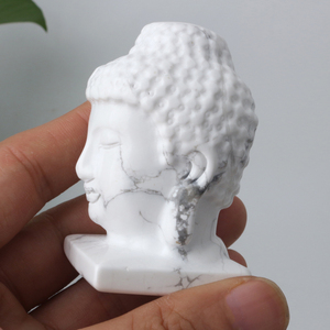 Statues de Bouddha en cristal artisanal, sculptées en pierre naturelle, quartz rose, statue de tête de Bouddha en cristal de guérison, figurine - Product Image 5