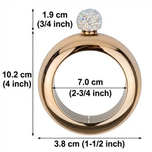 Diamond Capped Bracelet <b>Flask</b> 3.5oz Stainless Steel Portable Liquor <b>Bottle</b> Gift Set For Men Women - Product Image 4