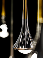 Lustre moderne en forme de goutte de pluie, LED, noir + or, abat-jour en cristal, hauteur réglable, minimaliste, haute luminosité Ra95